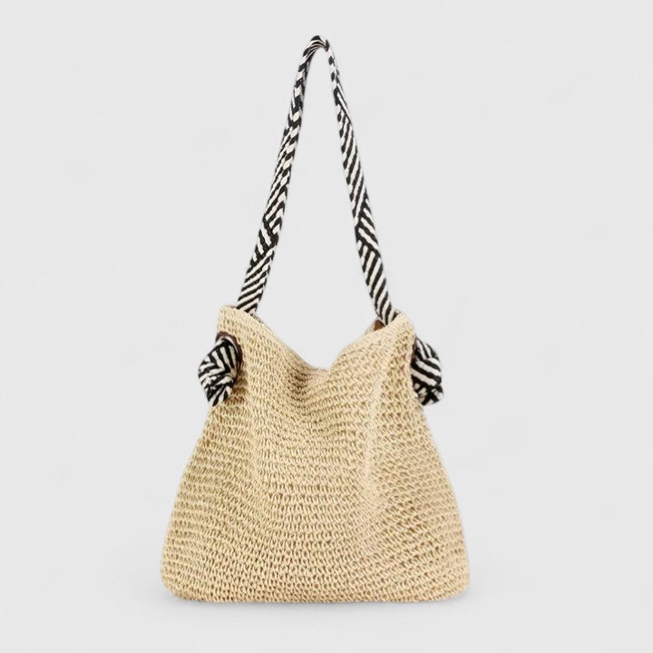 Etheline | Woven Shoulder Bag with Patterned Straps