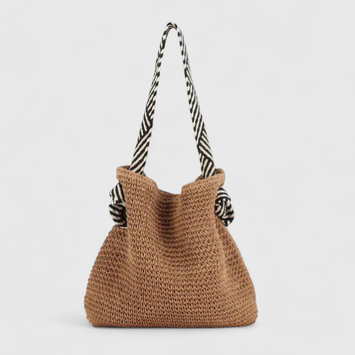 Etheline | Woven Shoulder Bag with Patterned Straps