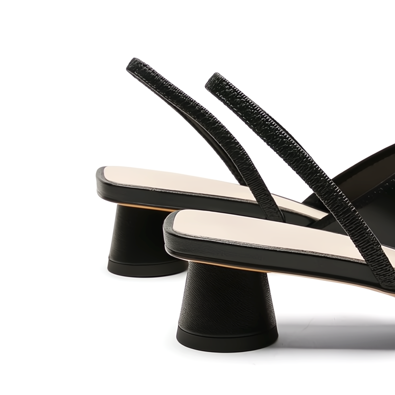 Evania | Pointed Toe Slingback Flats with Strap Detail