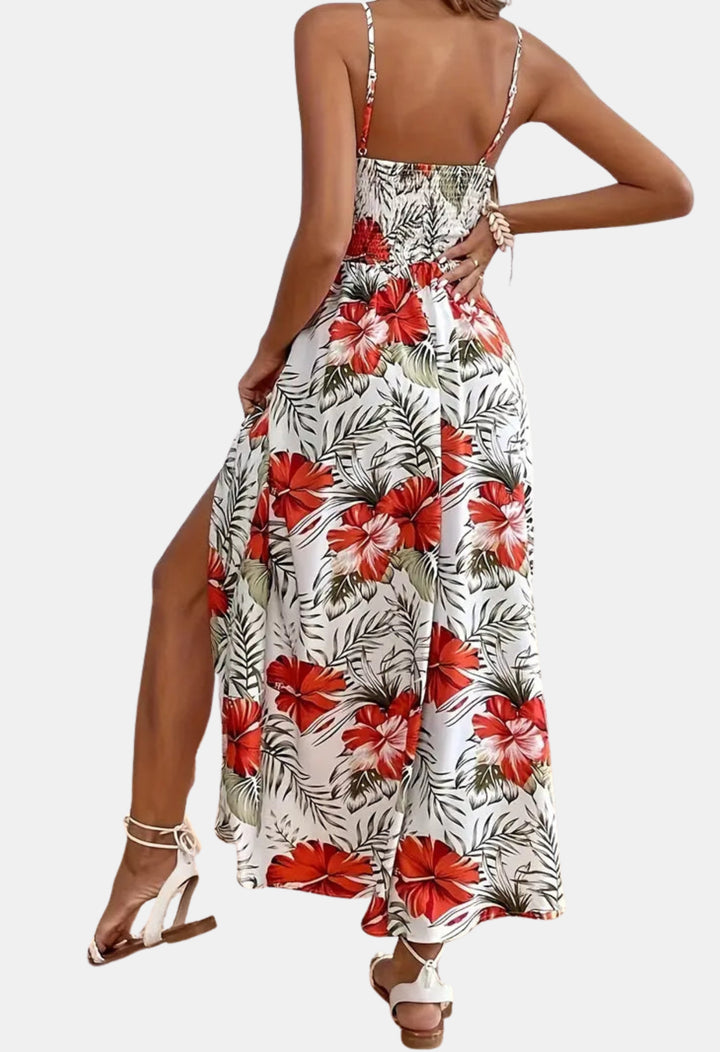 Evarzella | Wedding Guest Floral Midi Dress with Lace Waist