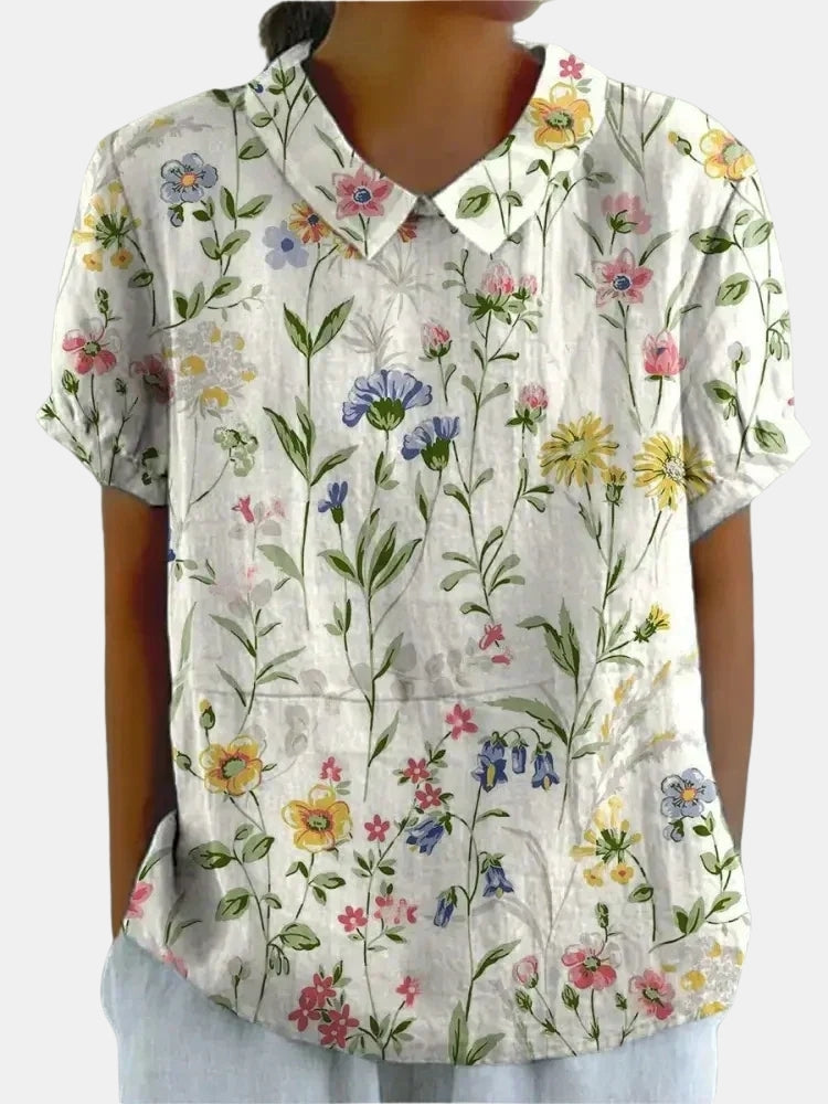 Faryvessa | Floral Print Collared Blouse