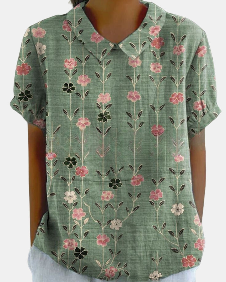 Faryvessa | Floral Print Collared Blouse