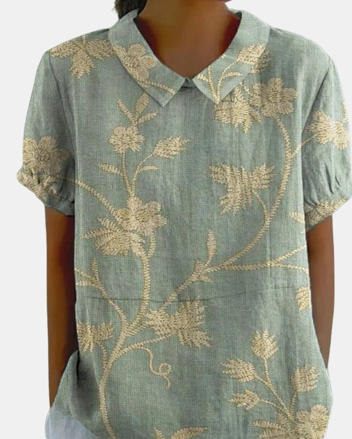 Faryvessa | Floral Print Collared Blouse