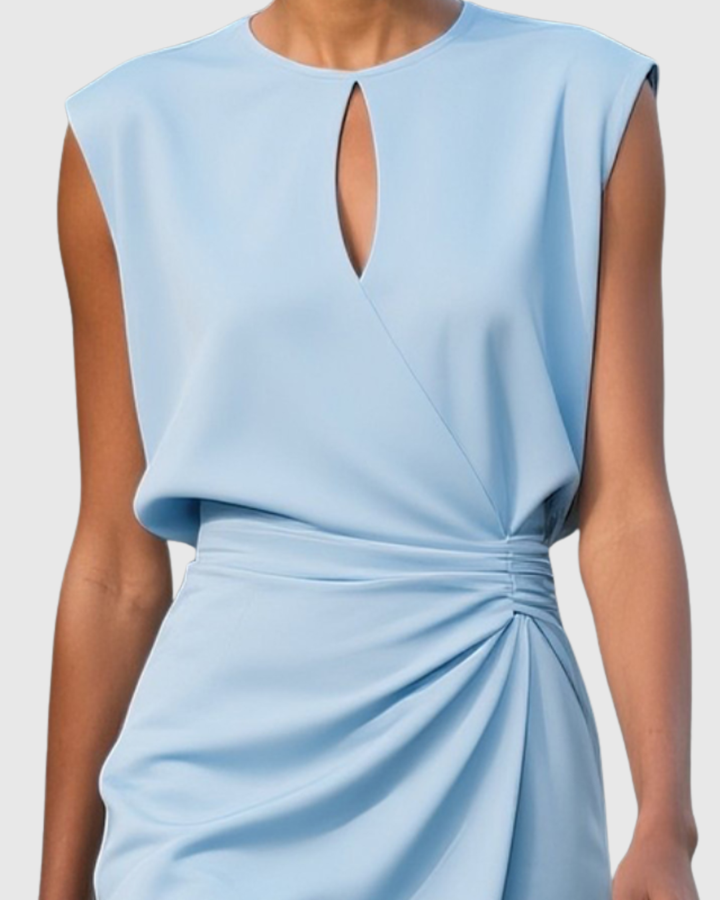 Faylinn | Chic Sleeveless Midi Dress with Keyhole Neckline