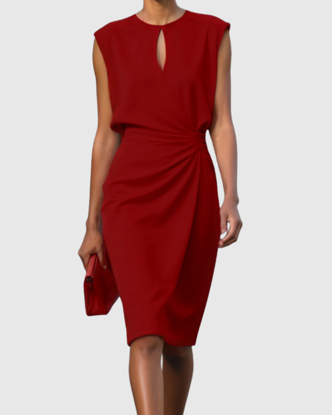 Faylinn | Chic Sleeveless Midi Dress with Keyhole Neckline