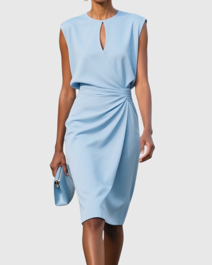 Faylinn | Chic Sleeveless Midi Dress with Keyhole Neckline