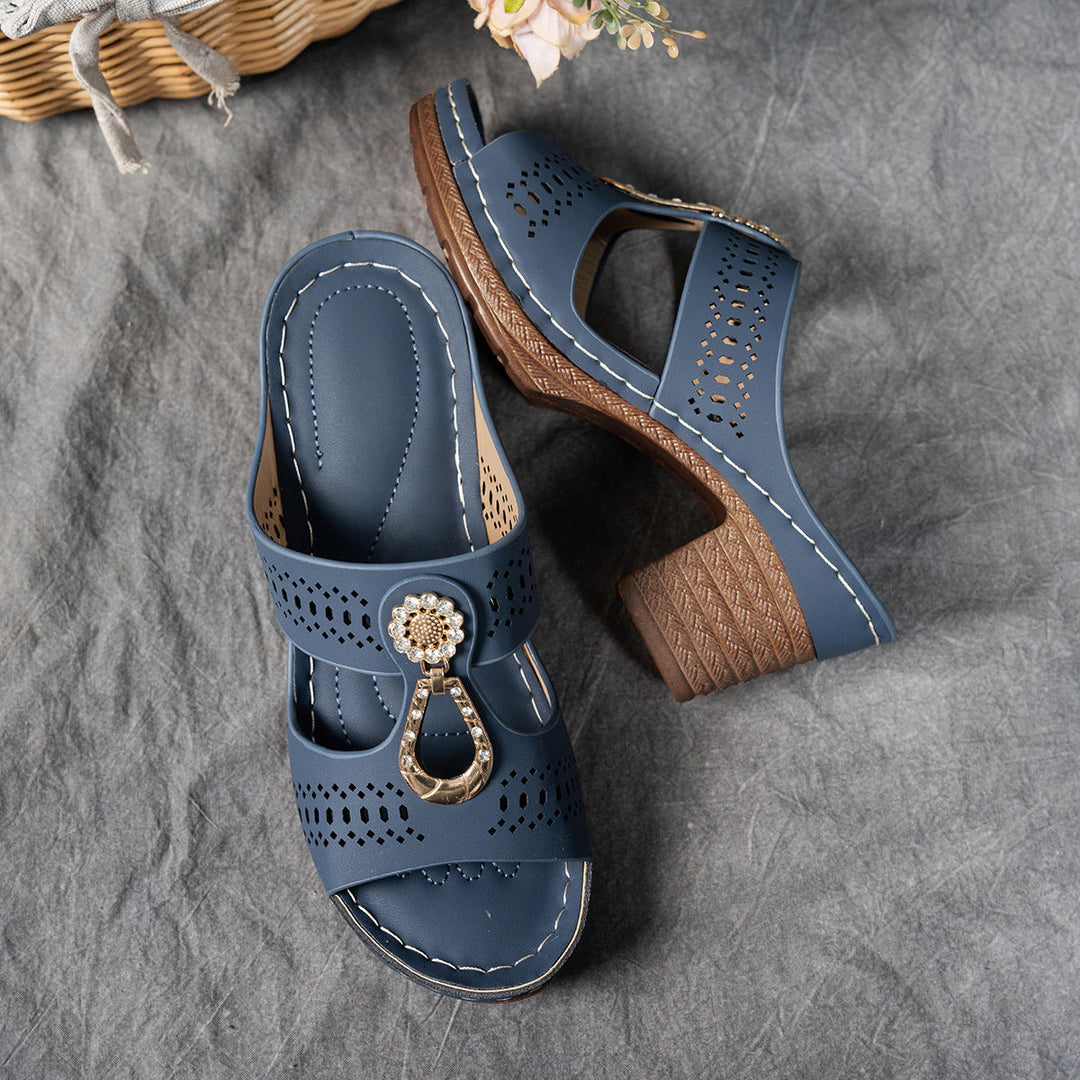 Finley | Rhinestone Accent Block Heel Sandals