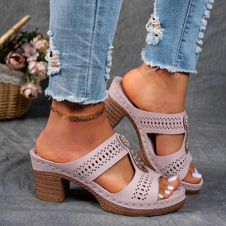 Finley | Rhinestone Accent Block Heel Sandals