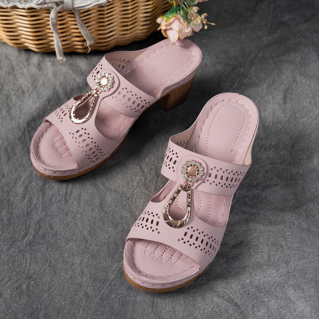 Finley | Rhinestone Accent Block Heel Sandals