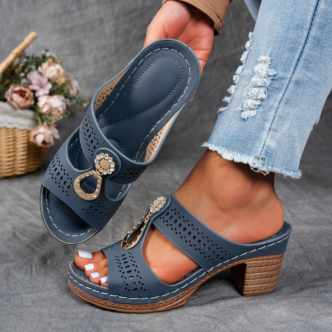 Finley | Rhinestone Block Heel Sandals