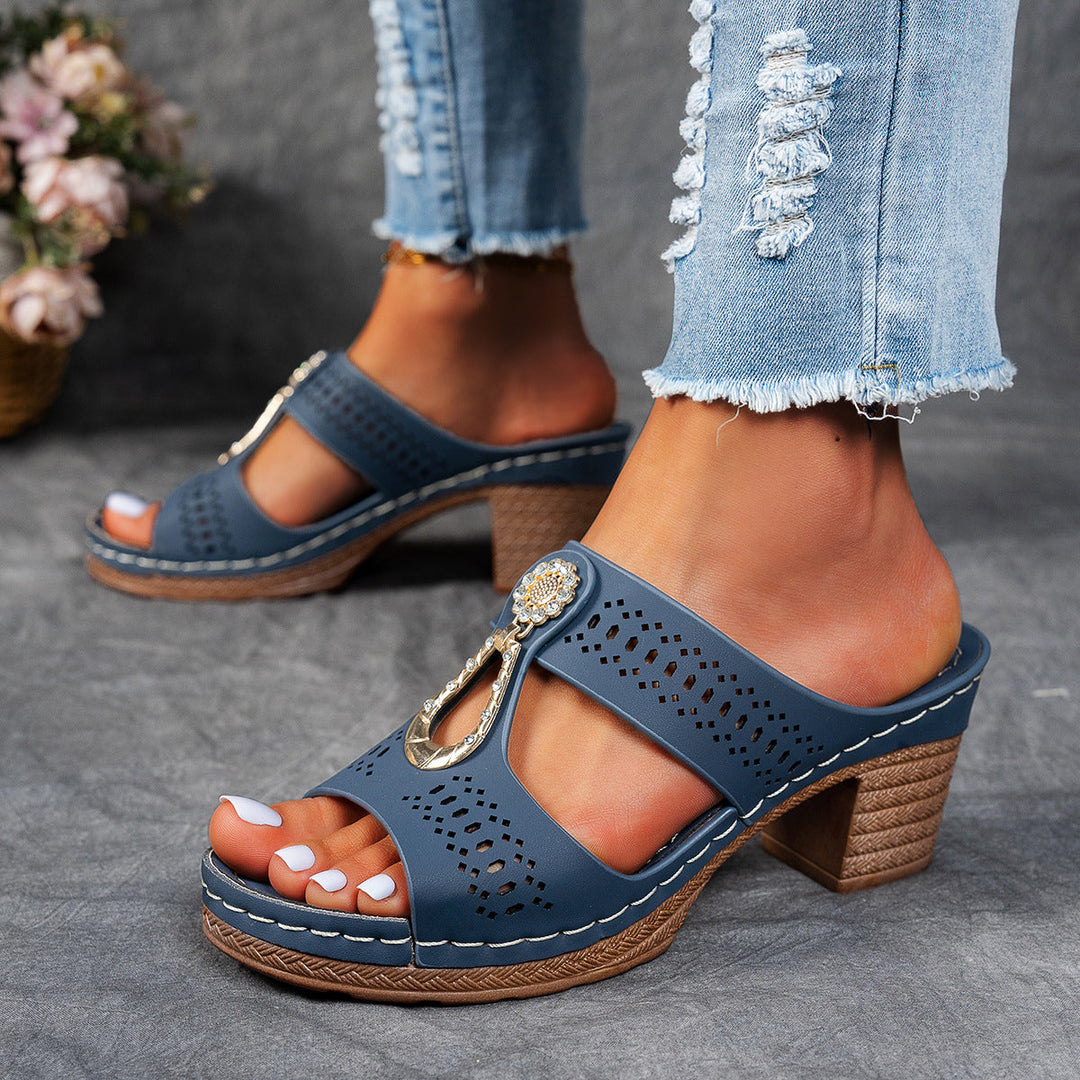 Finley | Rhinestone Block Heel Sandals