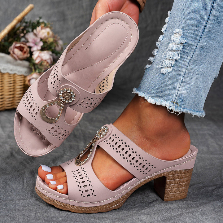 Finley | Rhinestone Block Heel Sandals