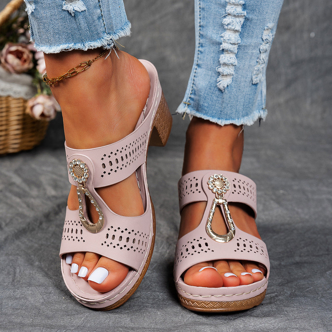 Finley | Rhinestone Block Heel Sandals