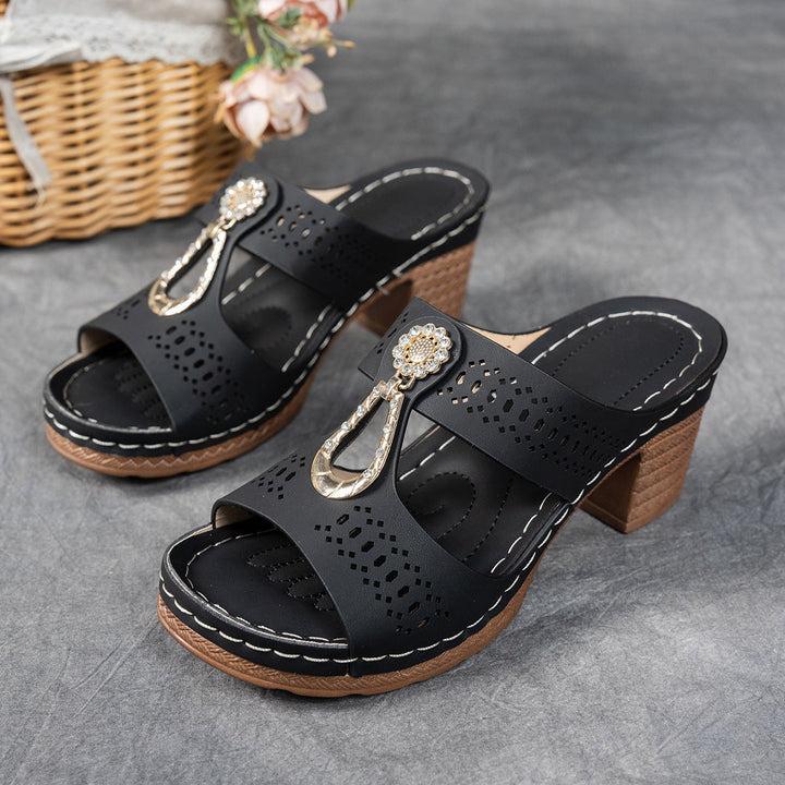 Finley | Rhinestone Block Heel Sandals