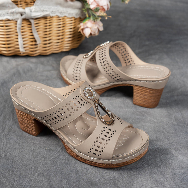 Finley | Rhinestone Block Heel Sandals