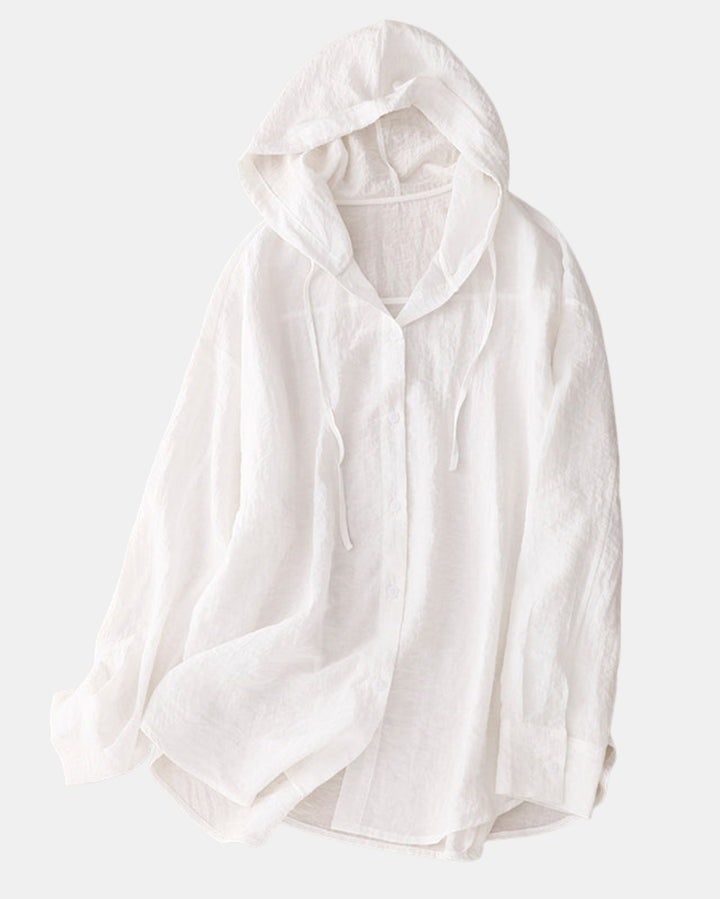 Finora | Hooded Button Front Shirt with Long Sleeves