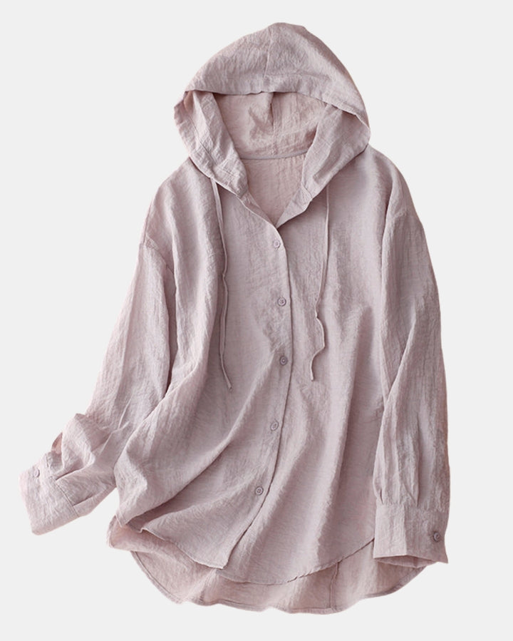 Finora | Hooded Button Front Shirt with Long Sleeves