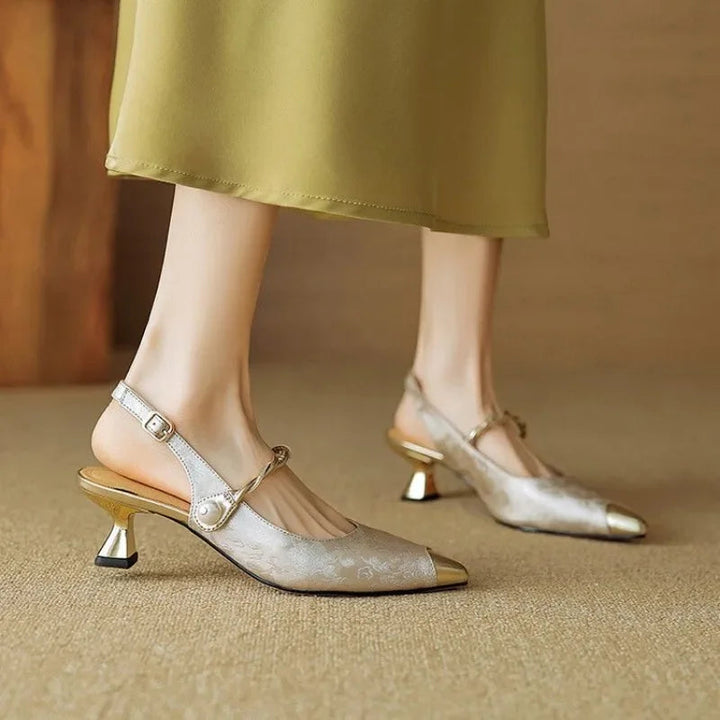 Fleur | Pearl Strap Slingback Heels