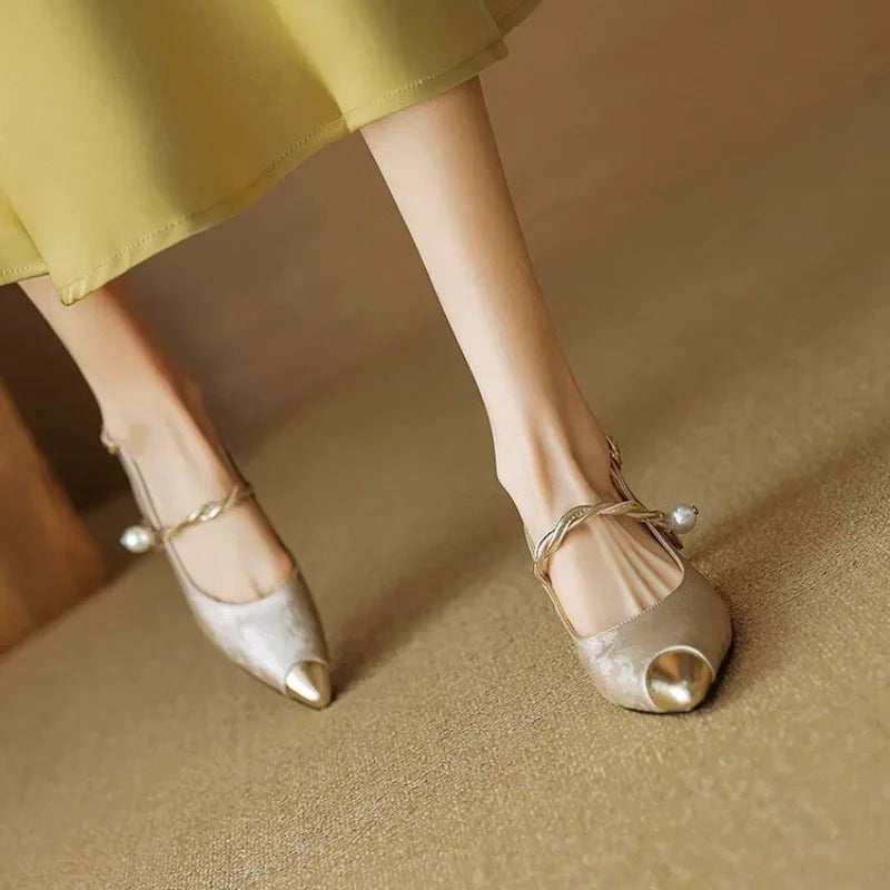Fleur | Pearl Strap Slingback Heels