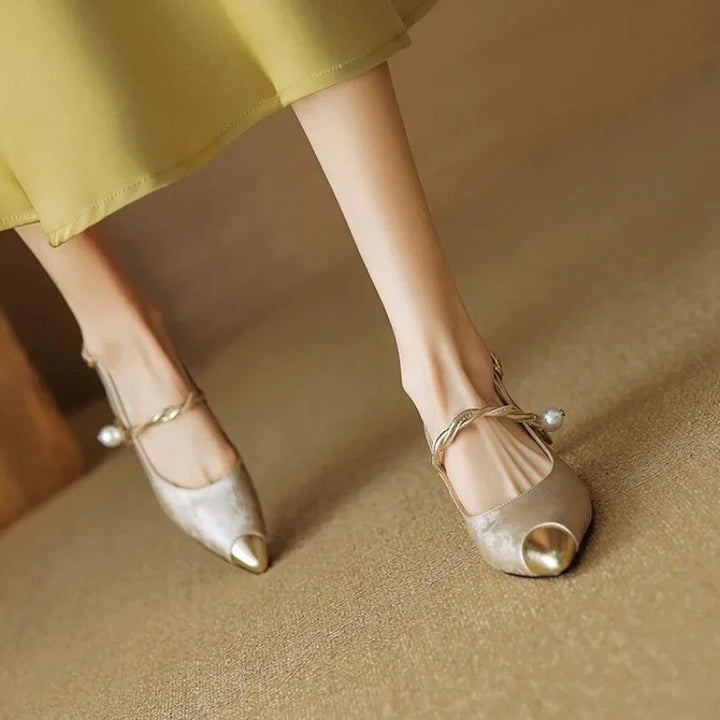 Fleur | Pearl Strap Slingback Heels
