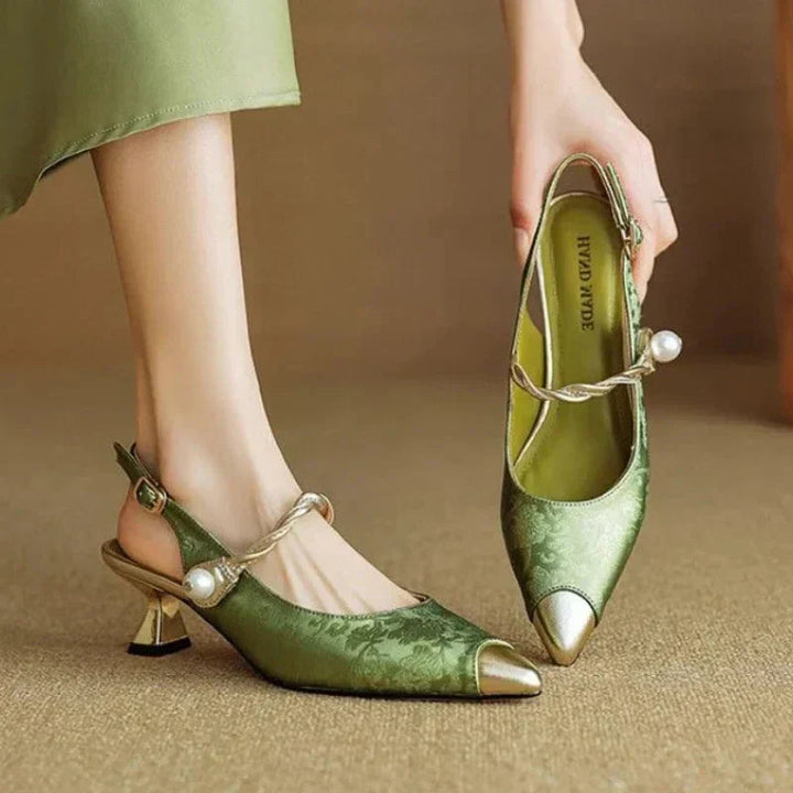 Fleur | Pearl Strap Slingback Heels