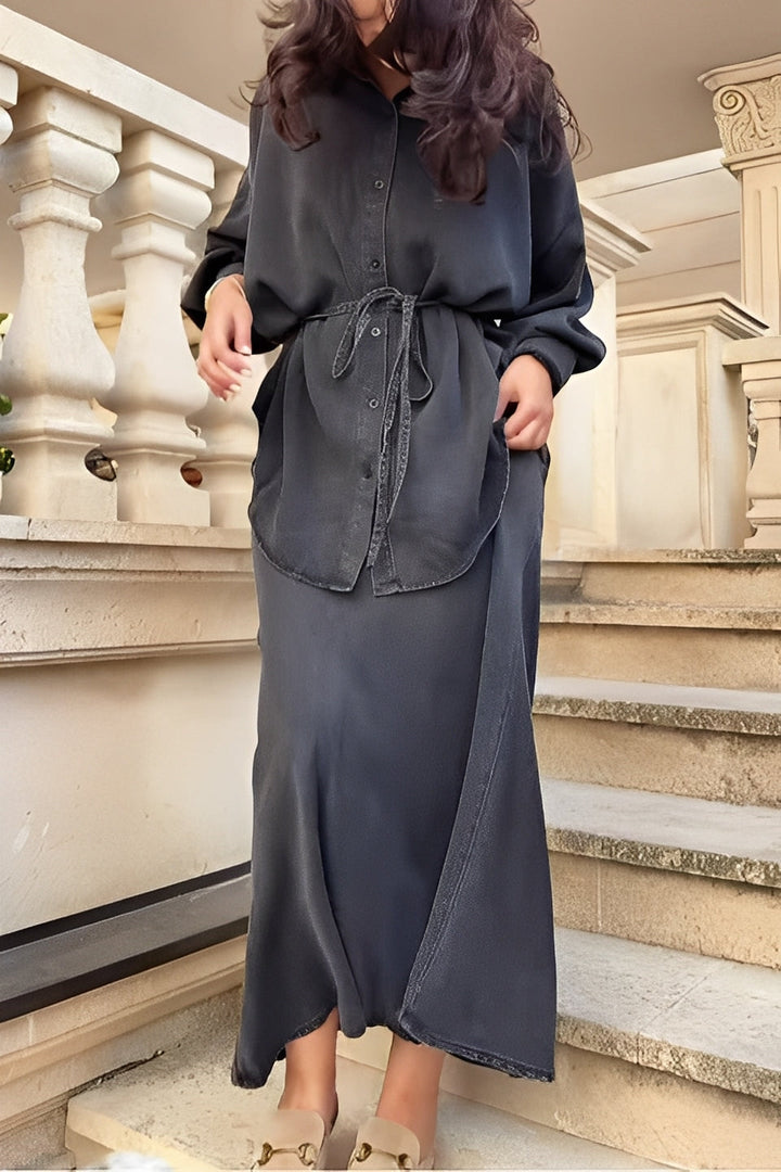 Florence | Button-Up Shirt and Midi Skirt Set