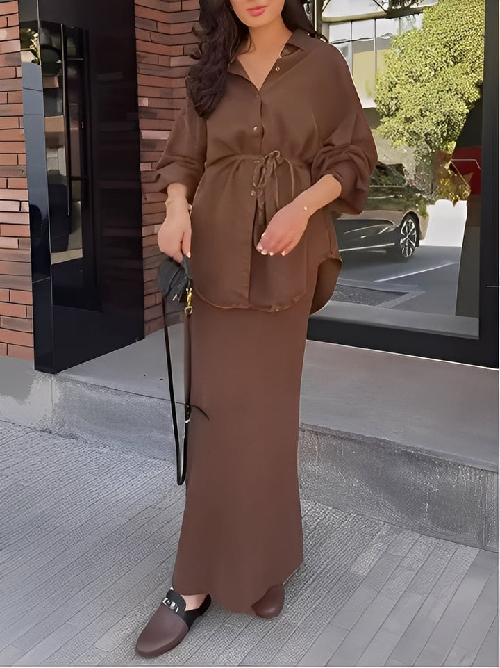Florence | Button-Up Shirt and Midi Skirt Set
