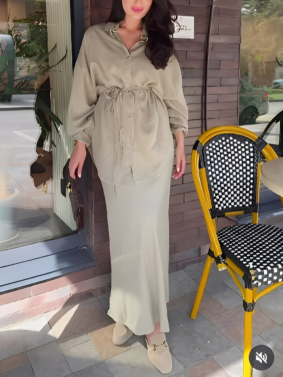 Florence | Button-Up Shirt and Midi Skirt Set