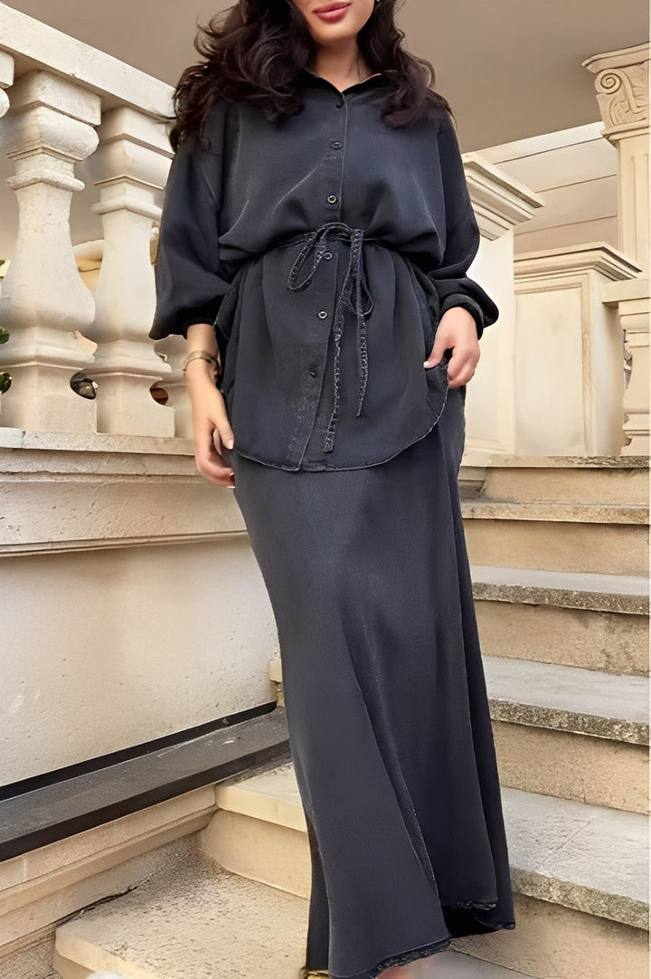 Florence | Button-Up Shirt and Midi Skirt Set