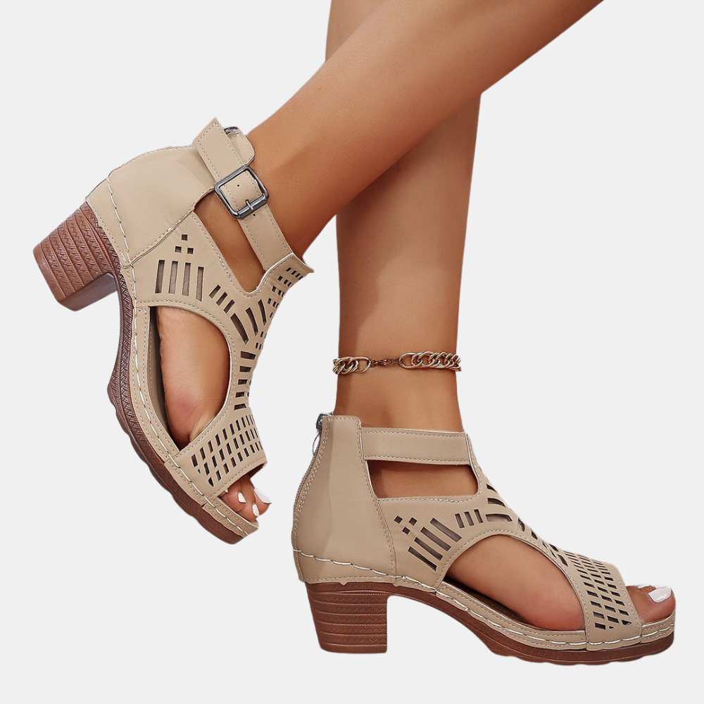 Floretta | Chic Cutout Block Heel Sandals