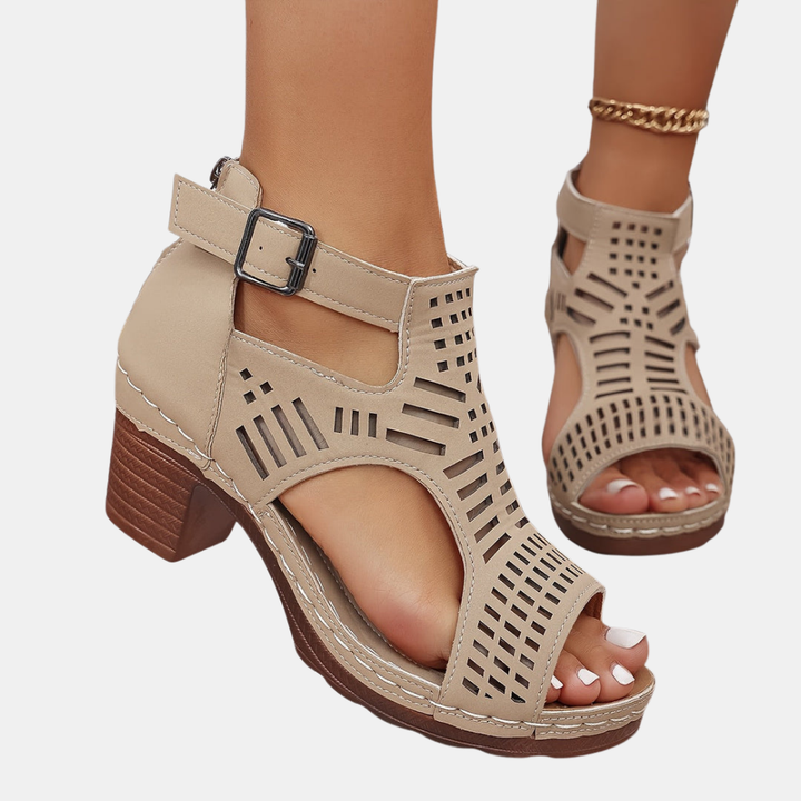 Floretta | Chic Cutout Block Heel Sandals