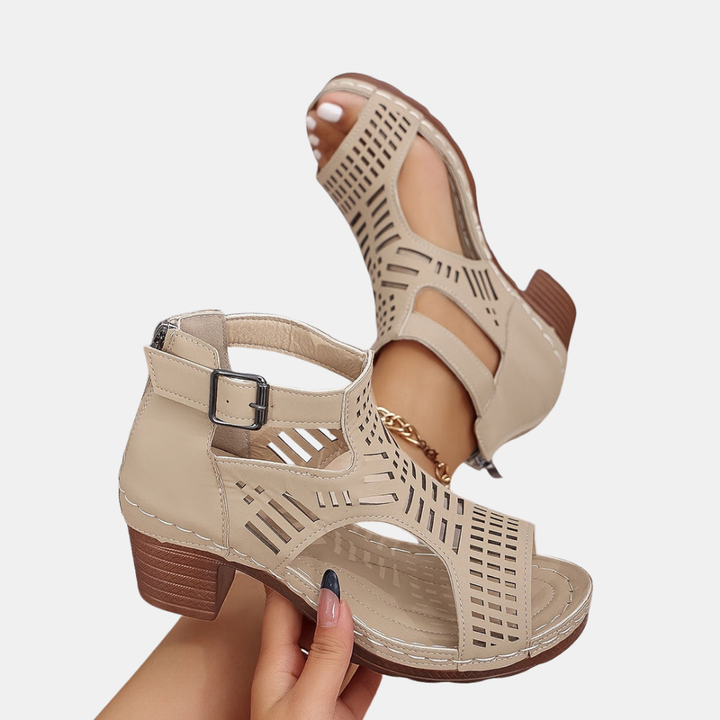 Floretta | Chic Cutout Block Heel Sandals