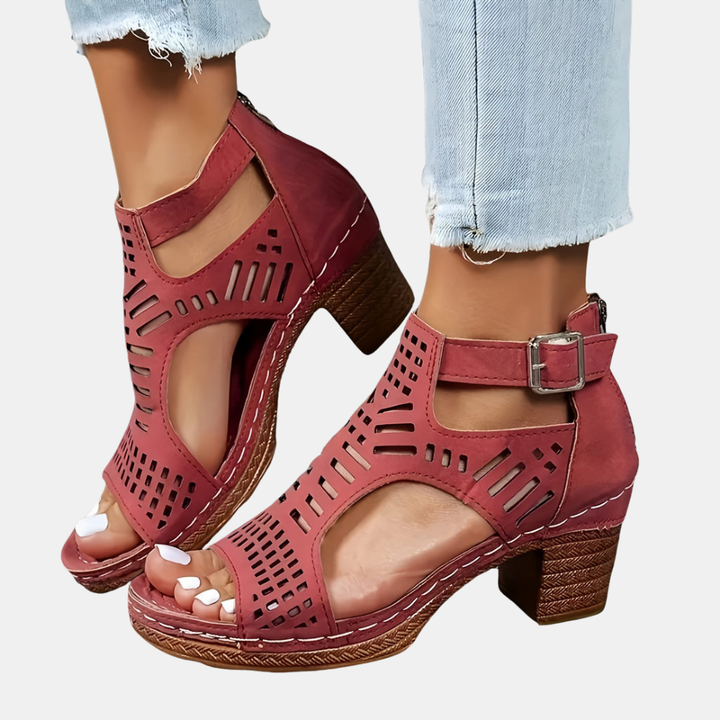 Floretta | Chic Cutout Block Heel Sandals