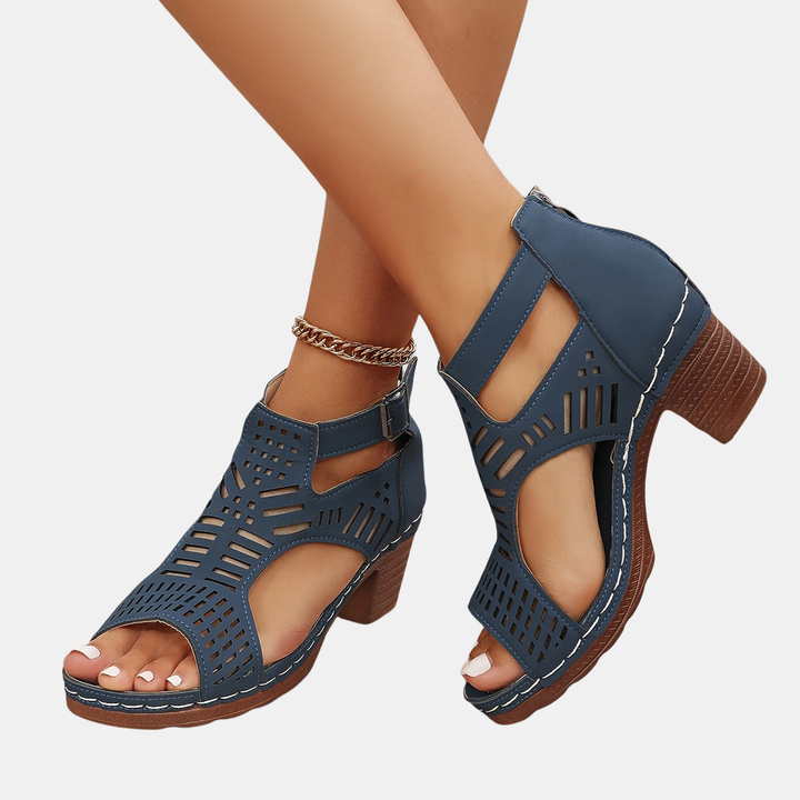 Floretta | Chic Cutout Block Heel Sandals