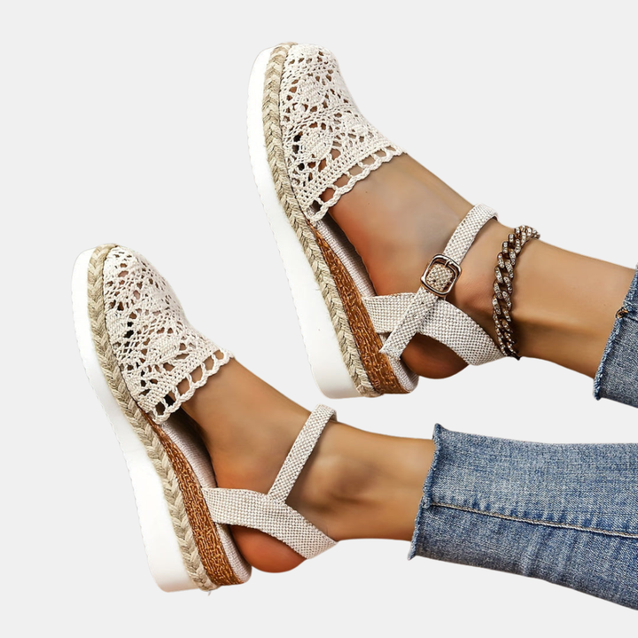Floretta | Platform Espadrille Sandals with Crochet Upper