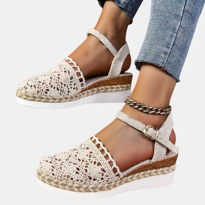 Floretta | Platform Espadrille Sandals with Crochet Upper