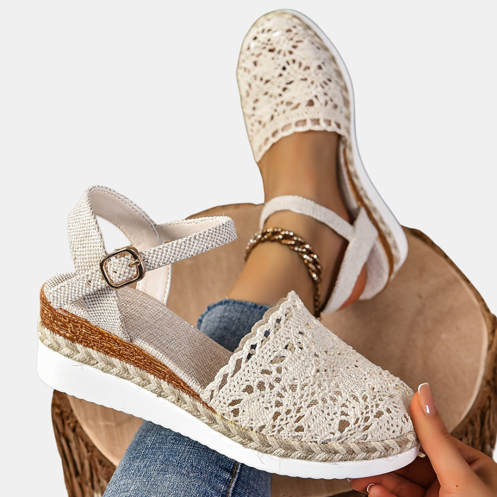Floretta | Platform Espadrille Sandals with Crochet Upper