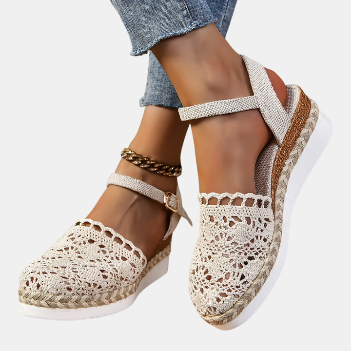 Floretta | Platform Espadrille Sandals with Crochet Upper