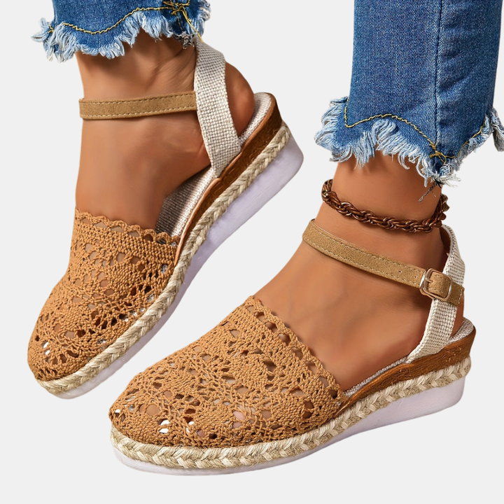 Floretta | Platform Espadrille Sandals with Crochet Upper