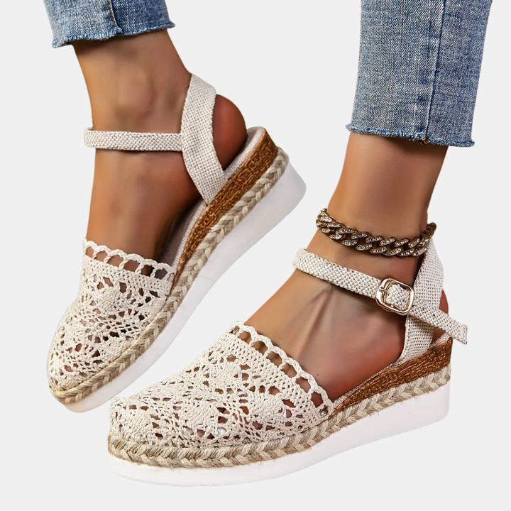 Floretta | Platform Espadrille Sandals with Crochet Upper