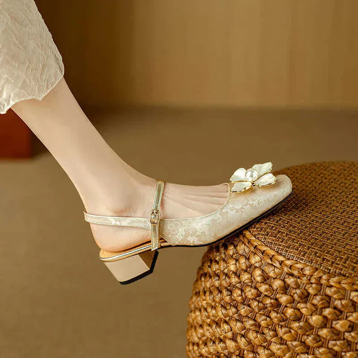 Florine | Floral Slingback Block Heel