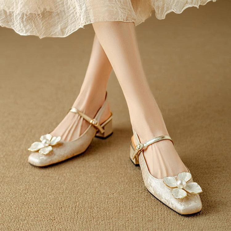 Florine | Floral Slingback Block Heel