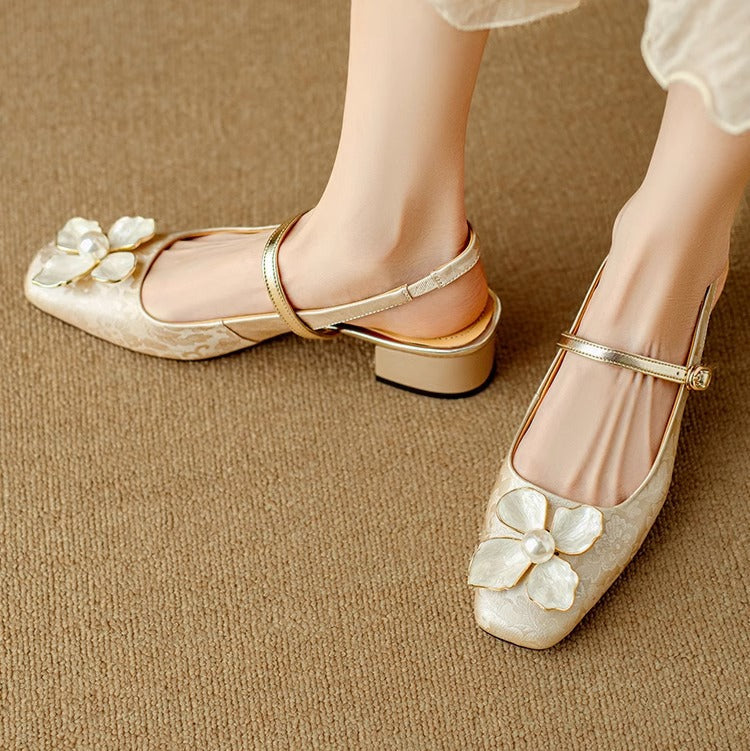Florine | Floral Slingback Block Heel