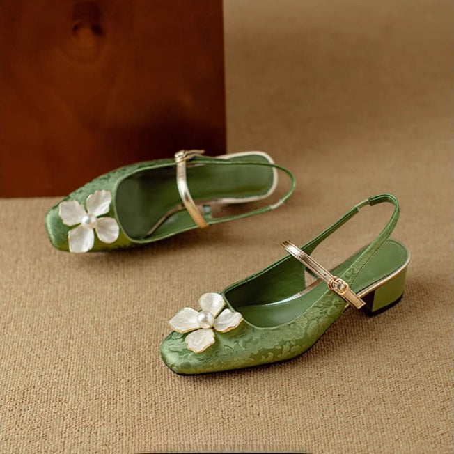 Florine | Floral Slingback Block Heel