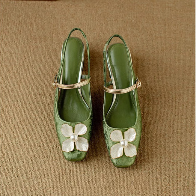 Florine | Floral Slingback Block Heel