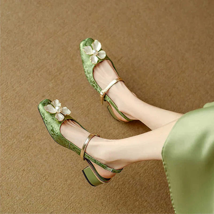 Florine | Floral Slingback Block Heel