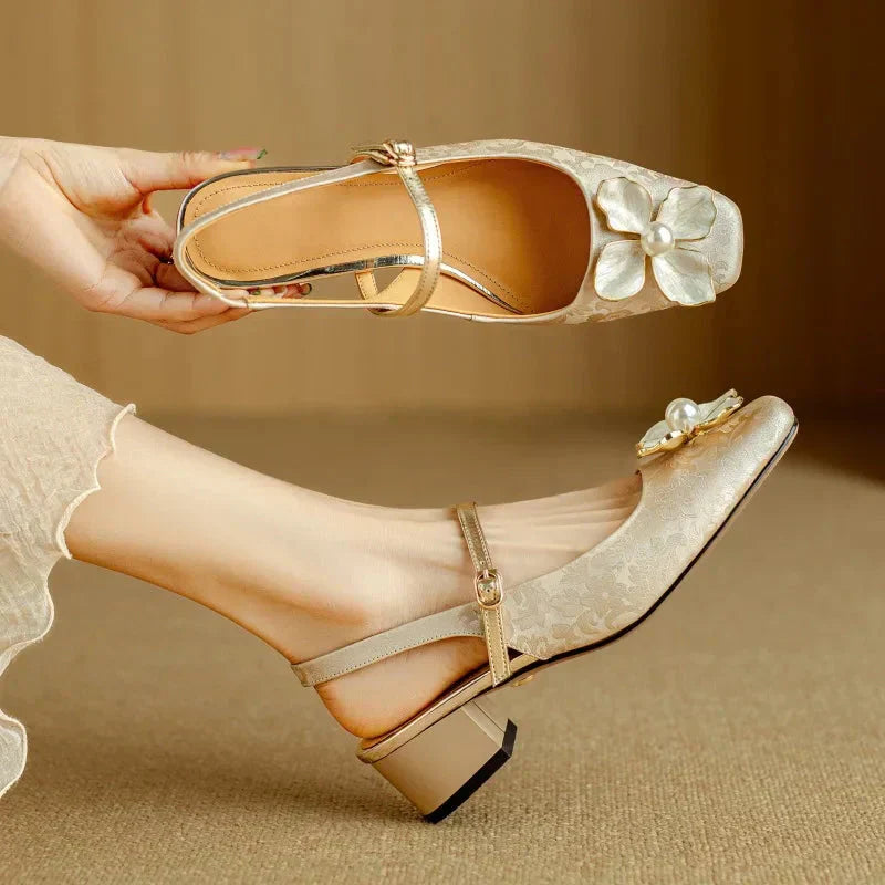 Florine | Floral Slingback Block Heel