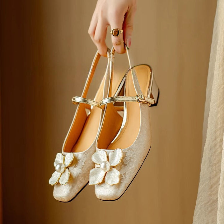 Florine | Floral Slingback Block Heel