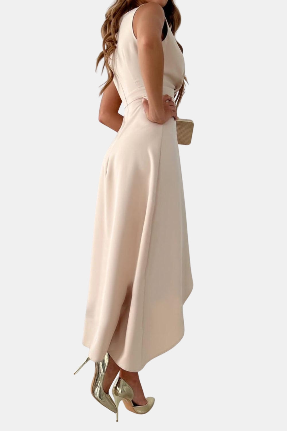 Foryndella | Chic Wrap Midi Dress with Asymmetrical Hem