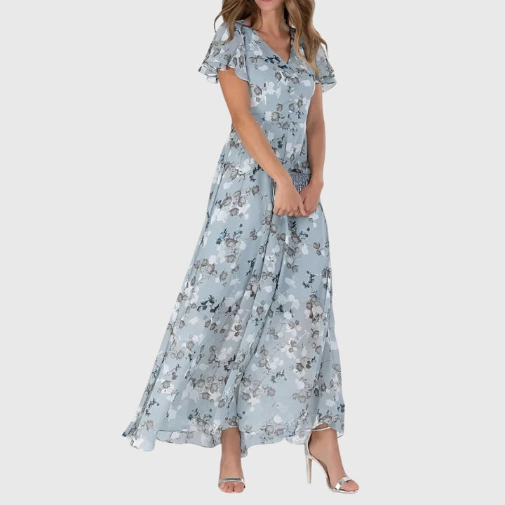 Gabriella | Elegant Floral V Neck Maxi Dress